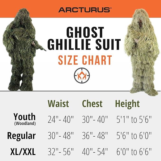 Ghost Ghillie Suit | Ultra-Dense Design | Superior Camo Coverage for Hunters, Bird Watchers, Photographers, Airsoft & Paintball