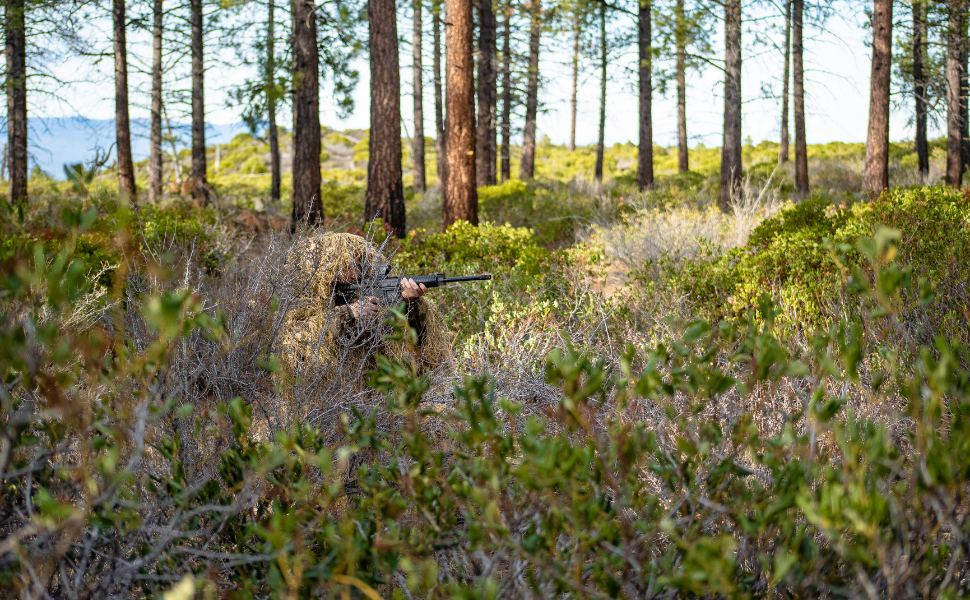 Ghost Ghillie Suit | Ultra-Dense Design | Superior Camo Coverage for Hunters, Bird Watchers, Photographers, Airsoft & Paintball