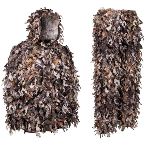 GhillieLabs Guide Series 3D Leafy Suit in Woodland Brown featuring full coverage jacket and pants for late-season wildlife observation