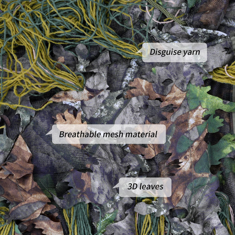 Close-up texture of the breathable polyester mesh backing layered with double-stitched 3D laser-cut leaves and synthetic grass threads.